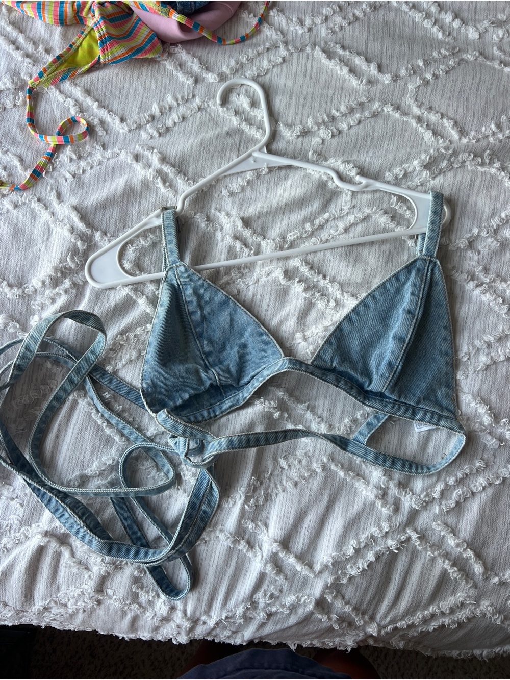 Edikted Light Blue Denim Triangle Bralette